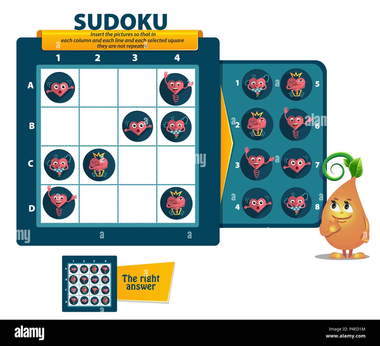 Rebaja prosa biología Juego Sudoku para niños y adultos. juego educativo para niños, puzzle.  Desarrollo de la lógica, IQ Imagen Vector de stock - Alamy