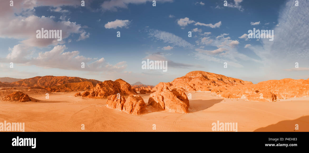 Panorama desierto de arena del Sinaí, Egipto, África Foto de stock