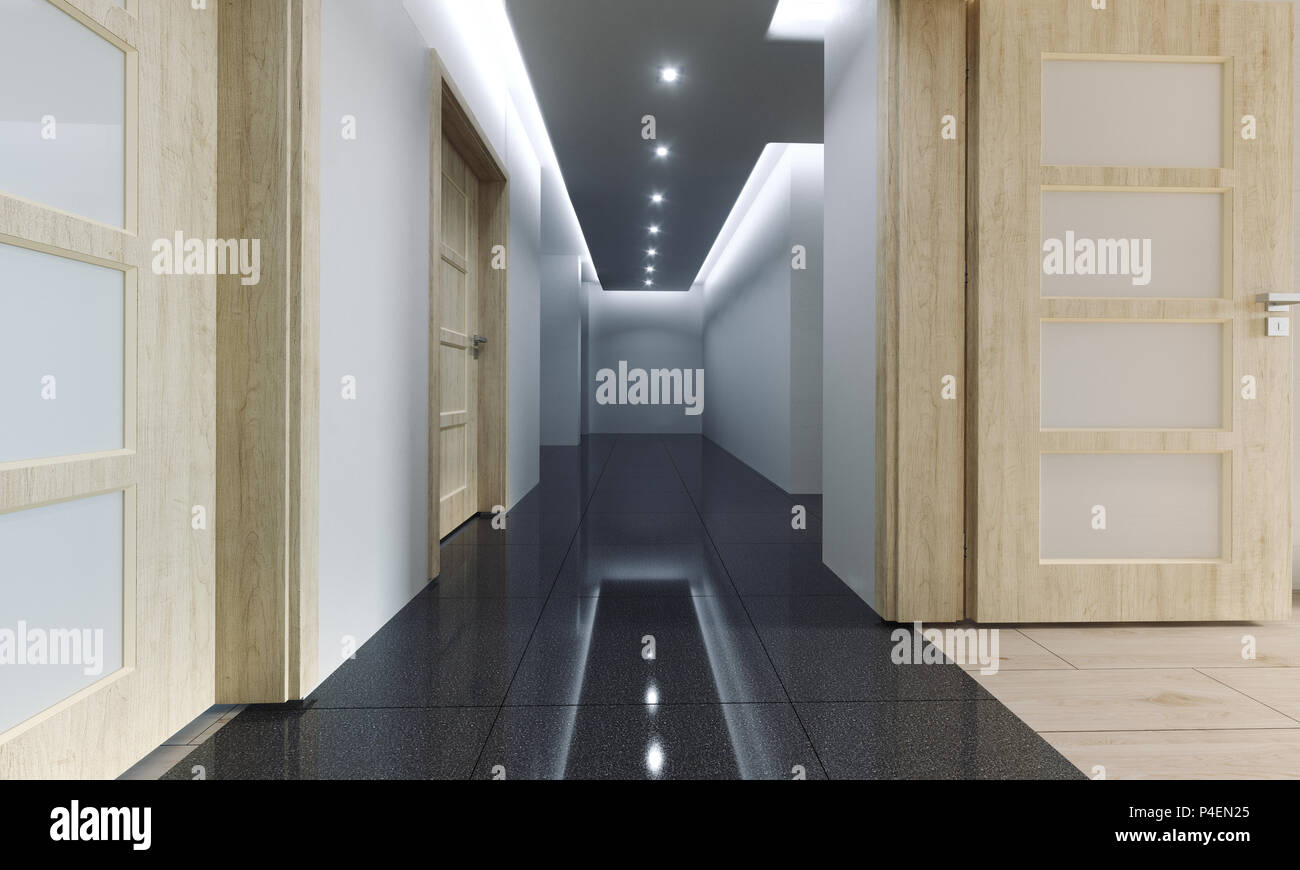 Nuevo Apartamento Casa Corredor Con Luces Led Y Las Paredes De