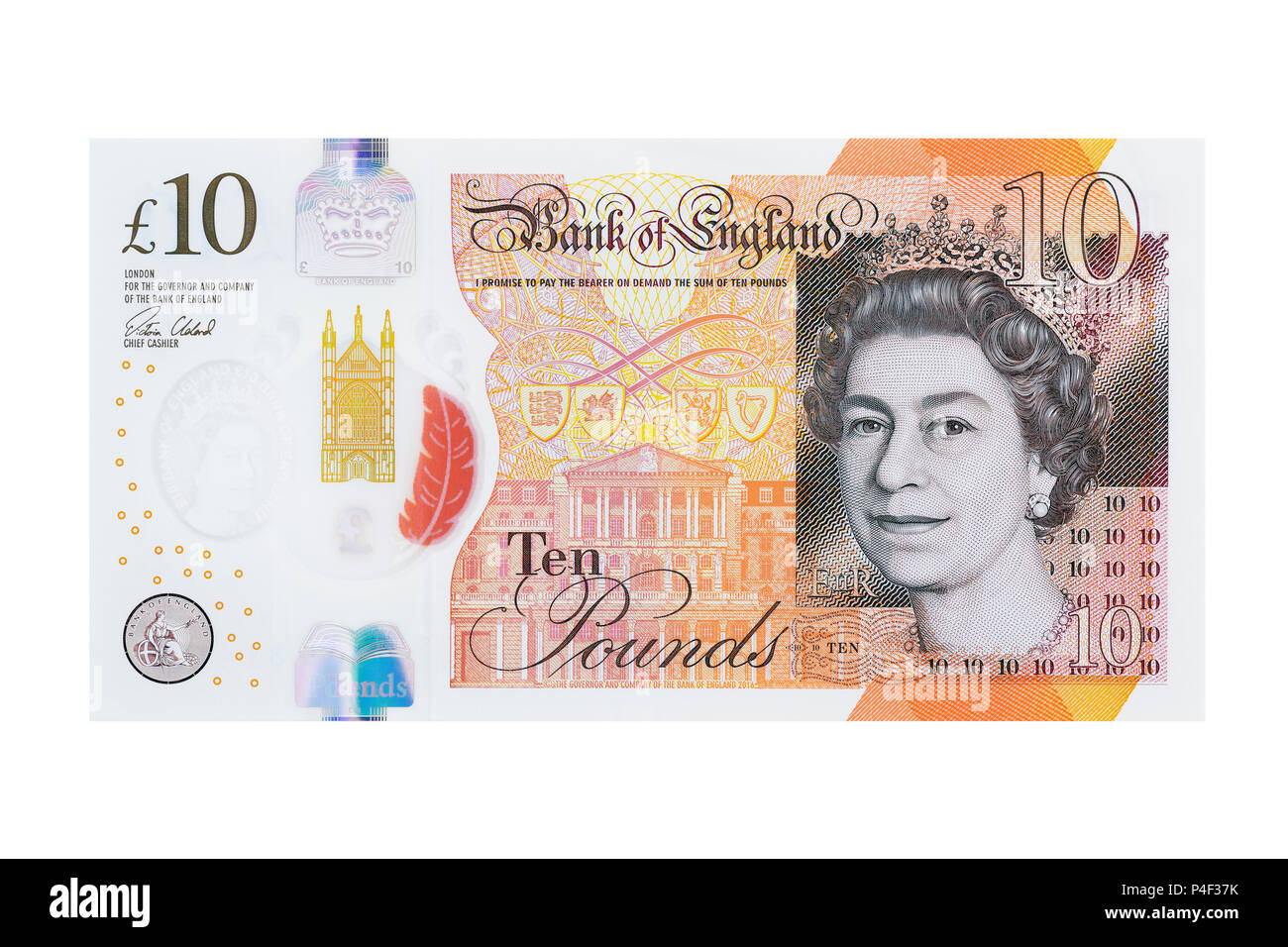 Nueva nota de diez libras, UK, Recorte Foto de stock