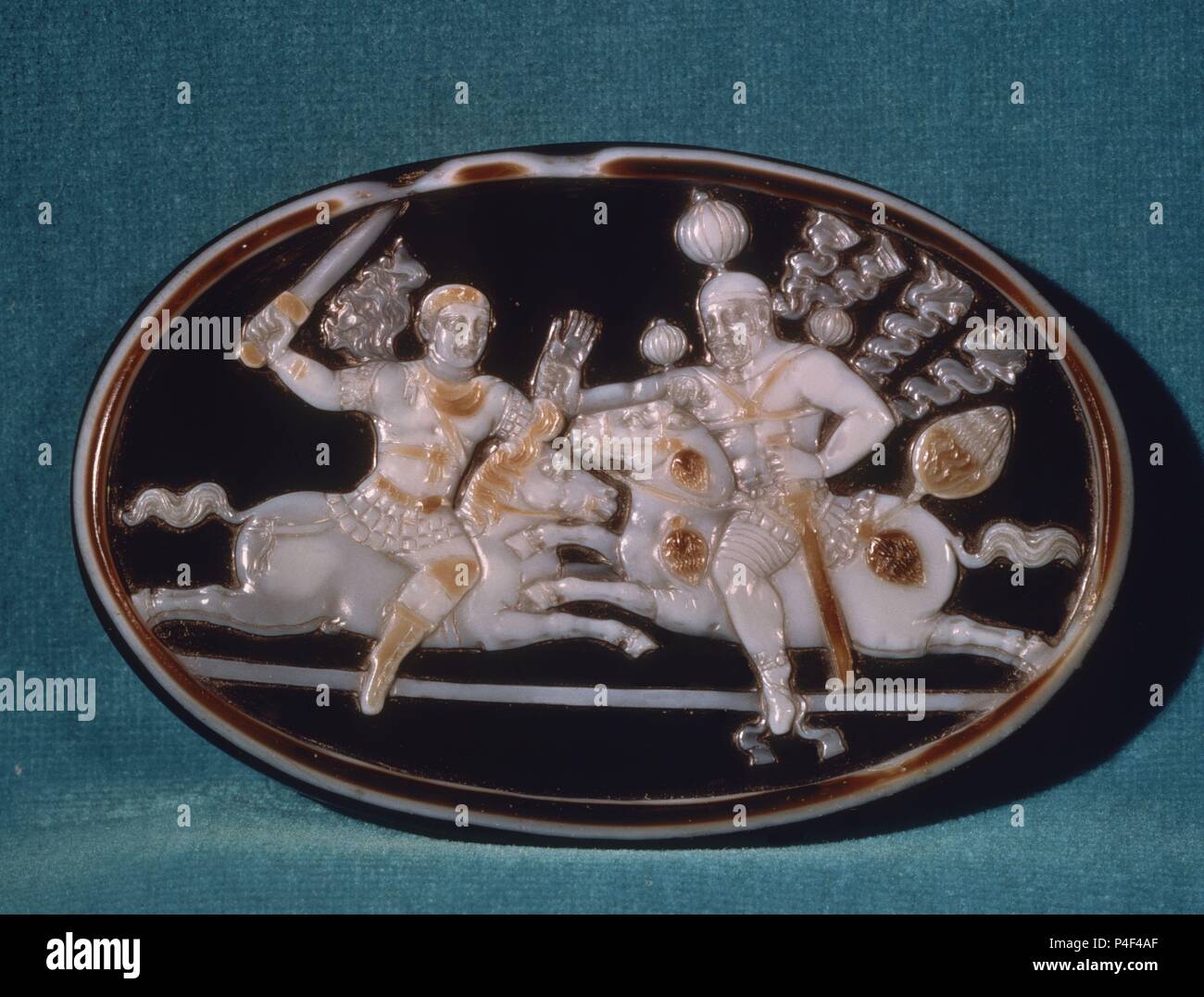 CAMAFEO SASANIDA - COMBATE ENTRE SAPOR I Y EL emperador romano Valeriano -S V. Ubicación: Biblioteca Nacional, Francia. Foto de stock