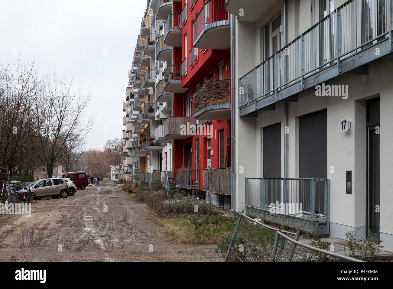 Berlín, Alemania, el desarrollo de nuevas viviendas en el barrio de Berlin-Mitte Sebastianstrasse Foto de stock