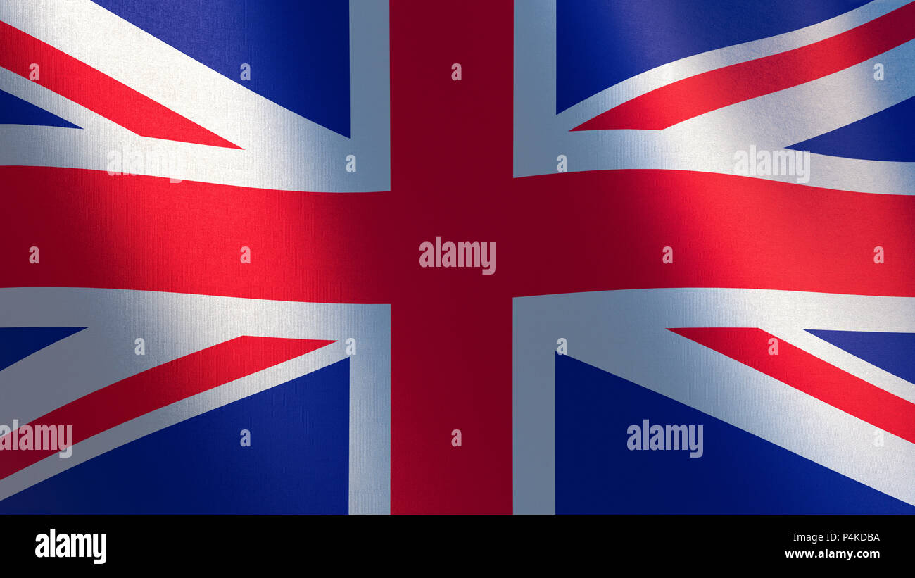 Bandera Union Jack. Ilustración 3d de ondeando la bandera del Reino Unido  Fotografía de stock - Alamy