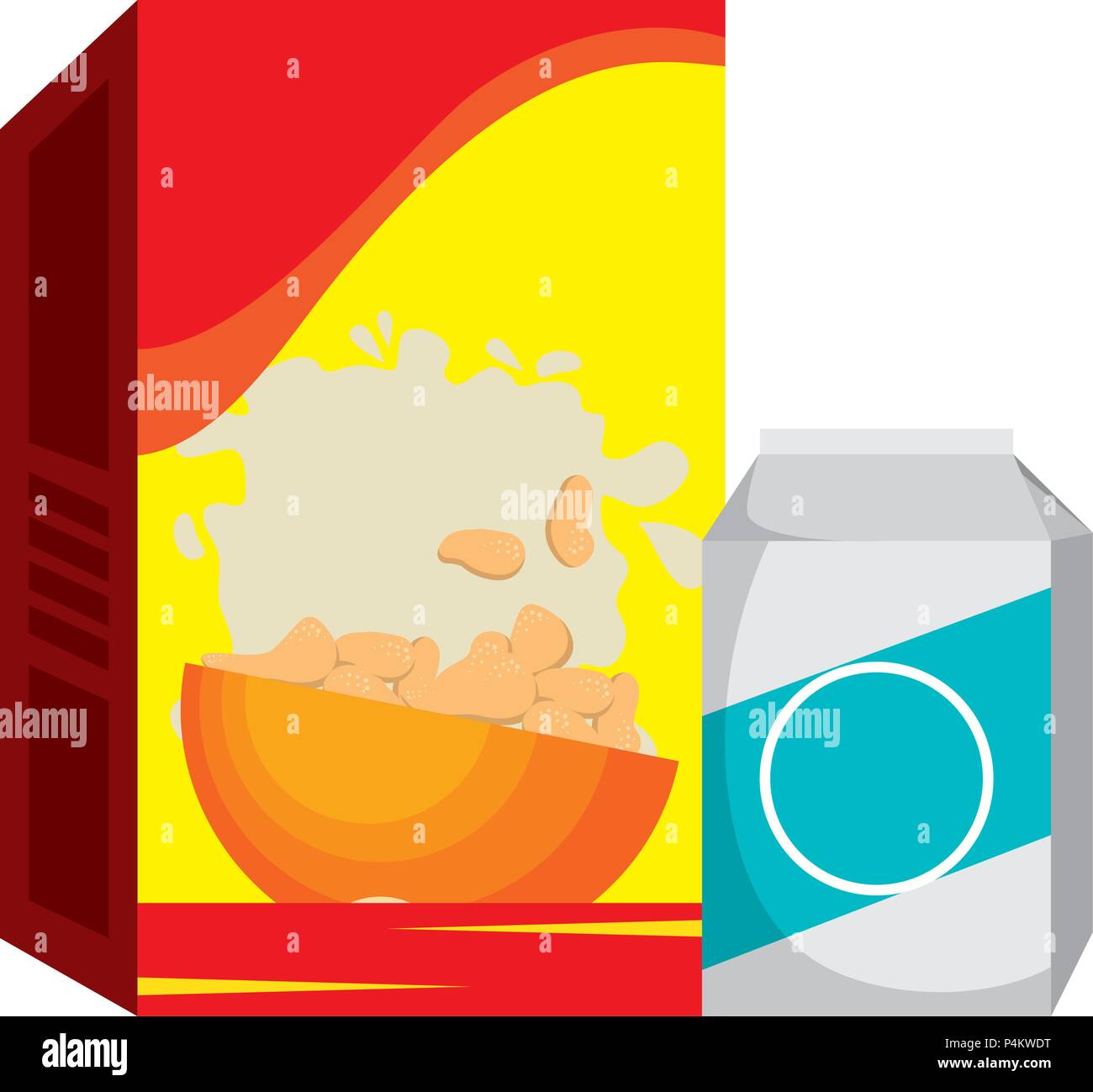 Caja de cereal con leche de embalaje diseño ilustración vectorial Imagen  Vector de stock - Alamy