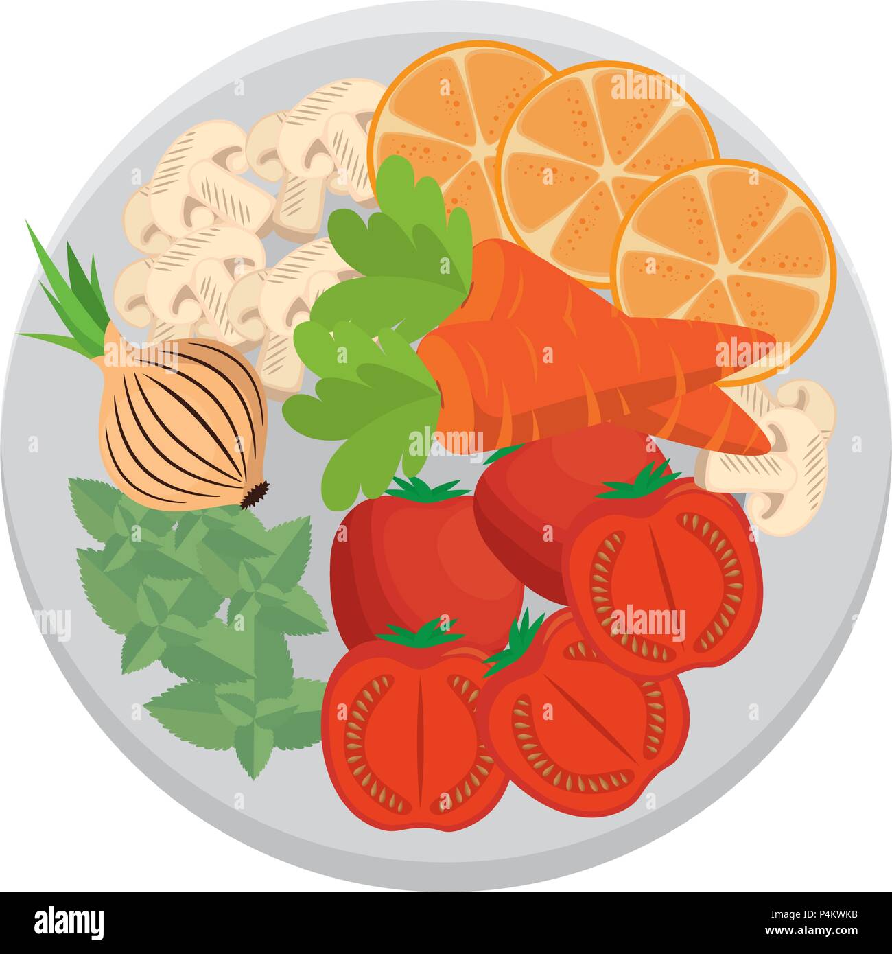 Plato con verduras comida sana ilustración vectorial diseño Imagen Vector  de stock - Alamy