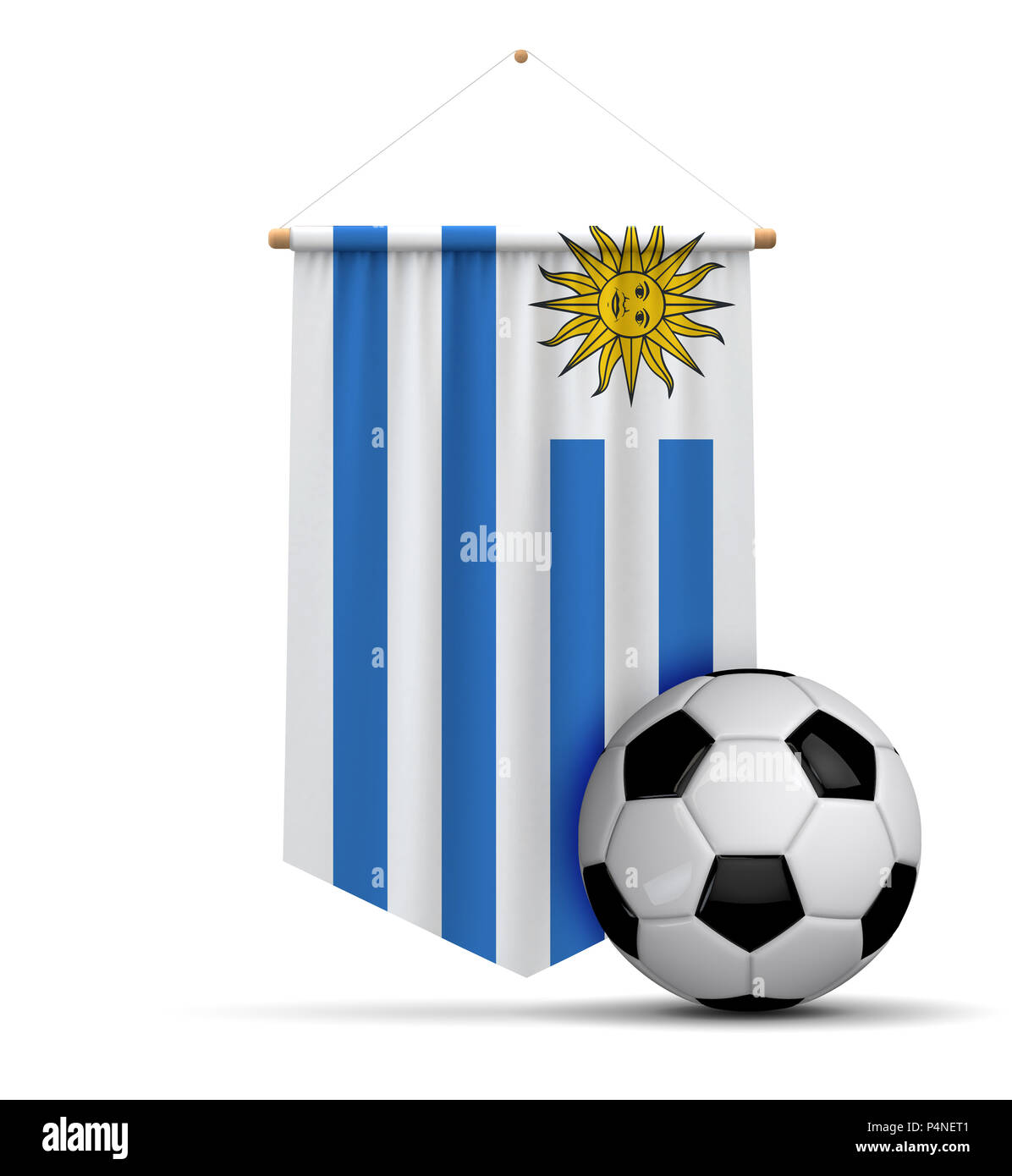 Uruguay bandera emblema ganadores de fútbol con el trofeo, estrellas,  pelota y cinta. 3D Rendering Fotografía de stock - Alamy