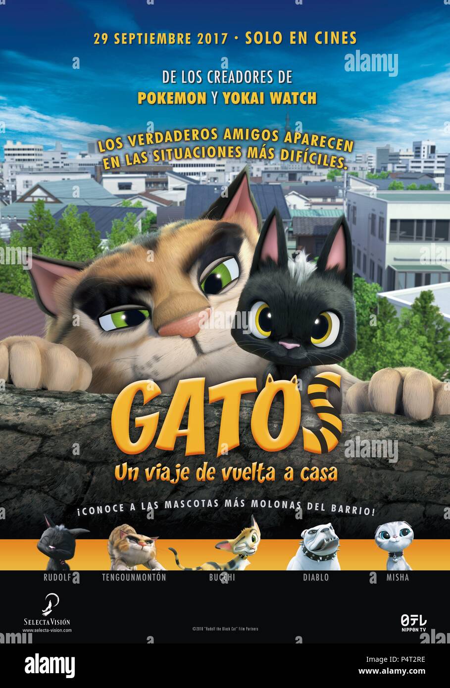 El título de la película original: A RUDORUFU ATTENA IPPAI. Título en inglés: RUDOLF EL GATO NEGRO. El director de cine: KUNIHIKO YUYAMA. Año: 2016. Crédito: OLM Digital / luz y magia oriental (OLM) / Sprite Pa / Álbum Foto de stock