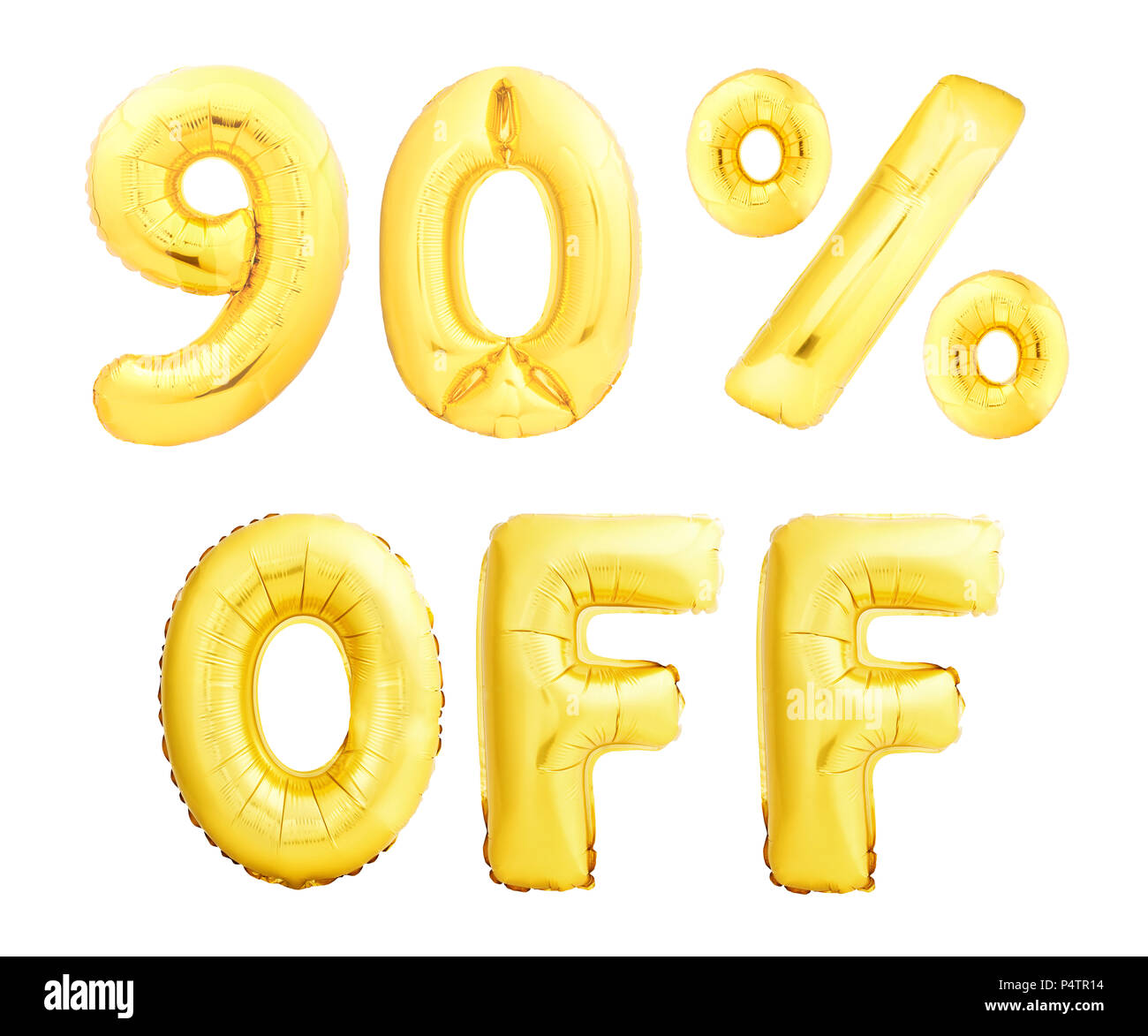 90 Descuento Firmar Hechas De Oro Globos Inflables Aislado Sobre Fondo Blanco 90 Sign Off Fotografia De Stock Alamy