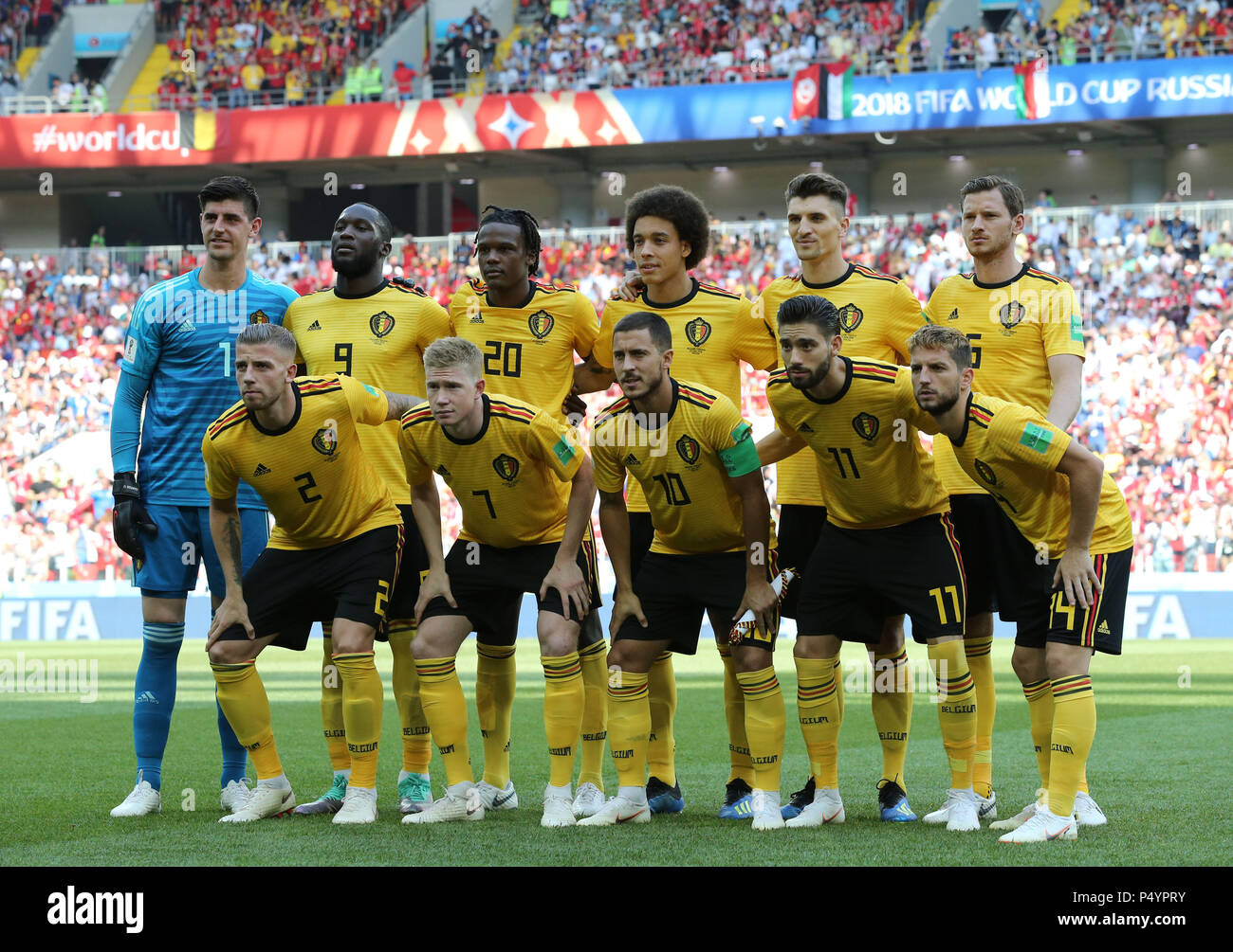 Moscú, Rusia. 23 de junio de 2018. Bélgica equipo grupo line-up (BEL) fútbol/Soccer : Copa Mundial de la Fifa 2018 Grupo G coinciden entre Bélgica 5-2 a Túnez en el