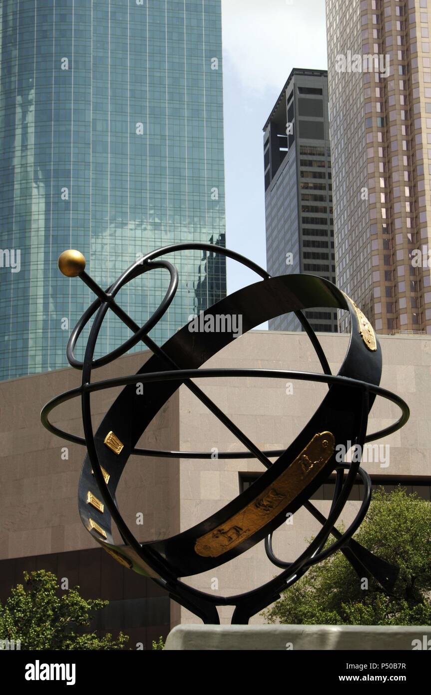 ESFERA ARMILAR LA ESFERA ARMILLARY (Houston), el Parque Sam Houston. HOUSTON. El Estado de Texas. Estados Unidos. Foto de stock