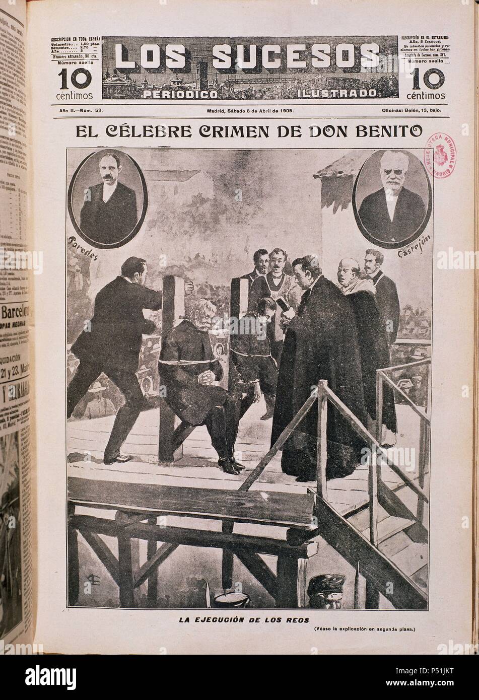 CONVICTOS POR EL CRIMEN DE DON BENITO HIJO EJECUTADOS EN 1902 - LOS SUCESOS - Nº 58. Ubicación: Hemeroteca Municipal, Madrid, España. Foto de stock