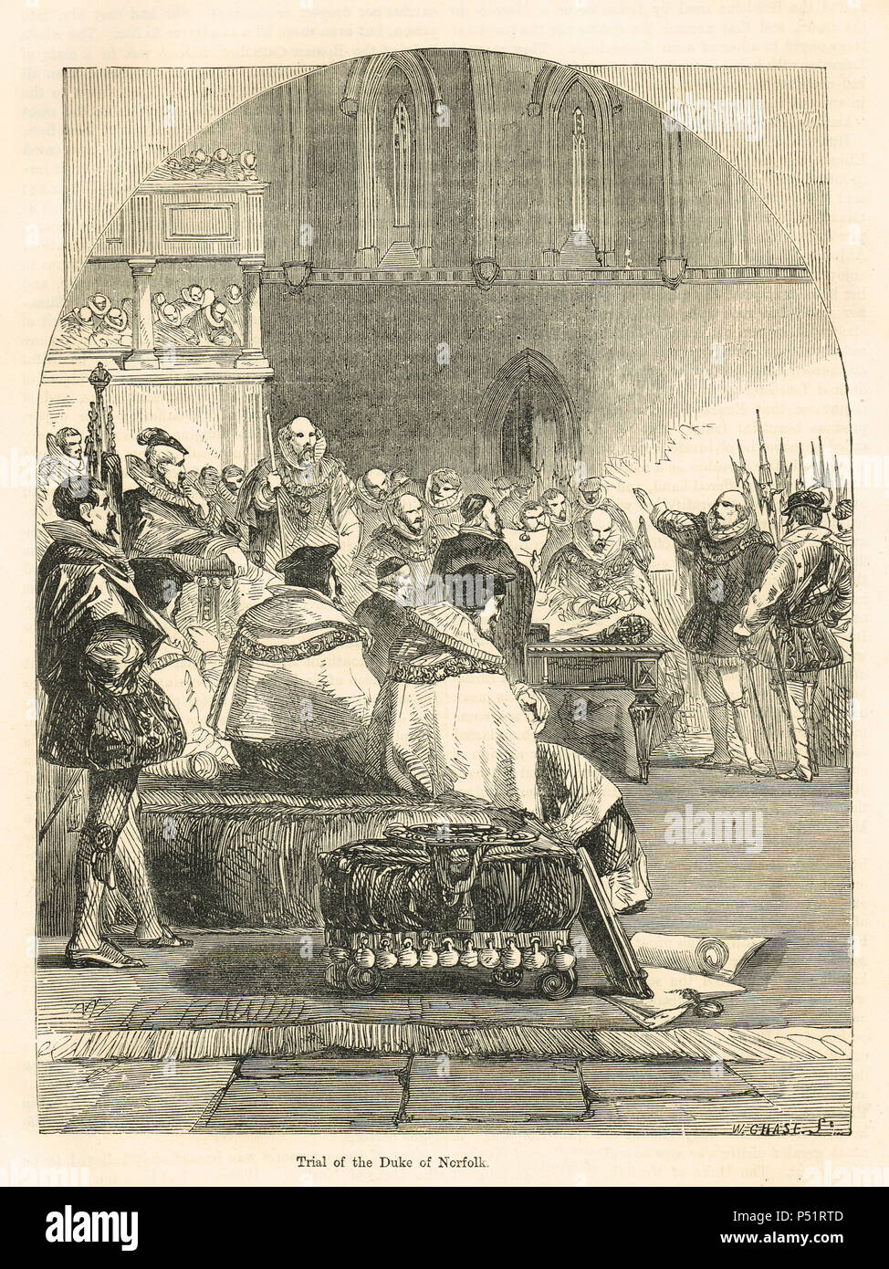 El juicio de Thomas Howard, cuarto duque de Norfolk, 1572 Foto de stock
