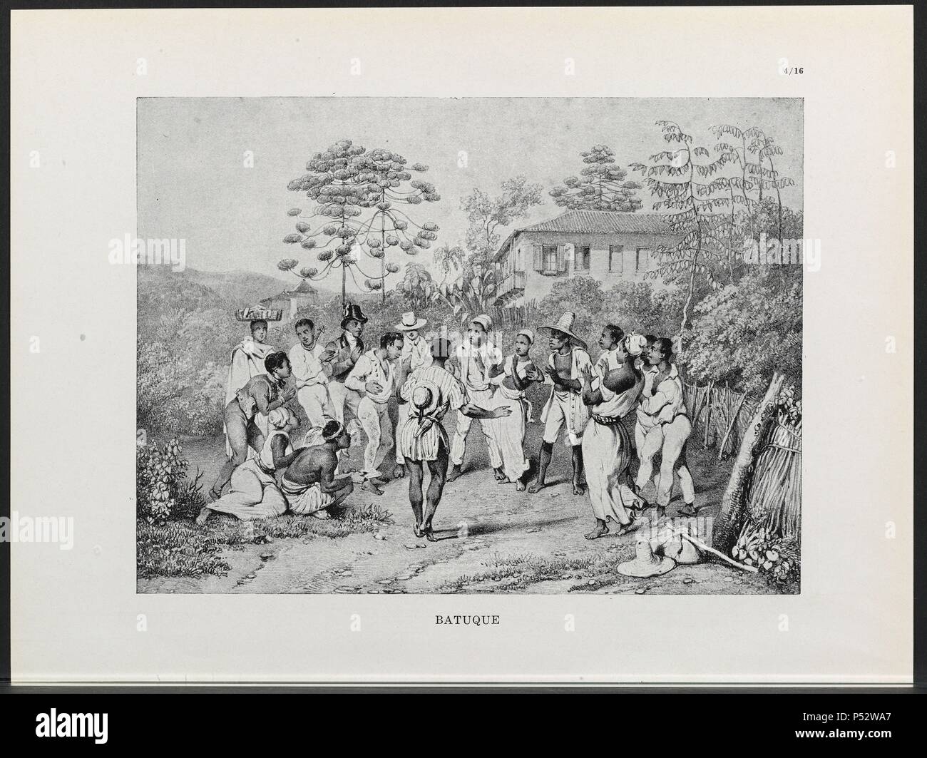 VIAGEM PINTORESCA ATRAVES DO BRASIL, BATUQUE, lámina 95, 1835. Autor: Johann Moritz Rugendas (1802-1858). Foto de stock