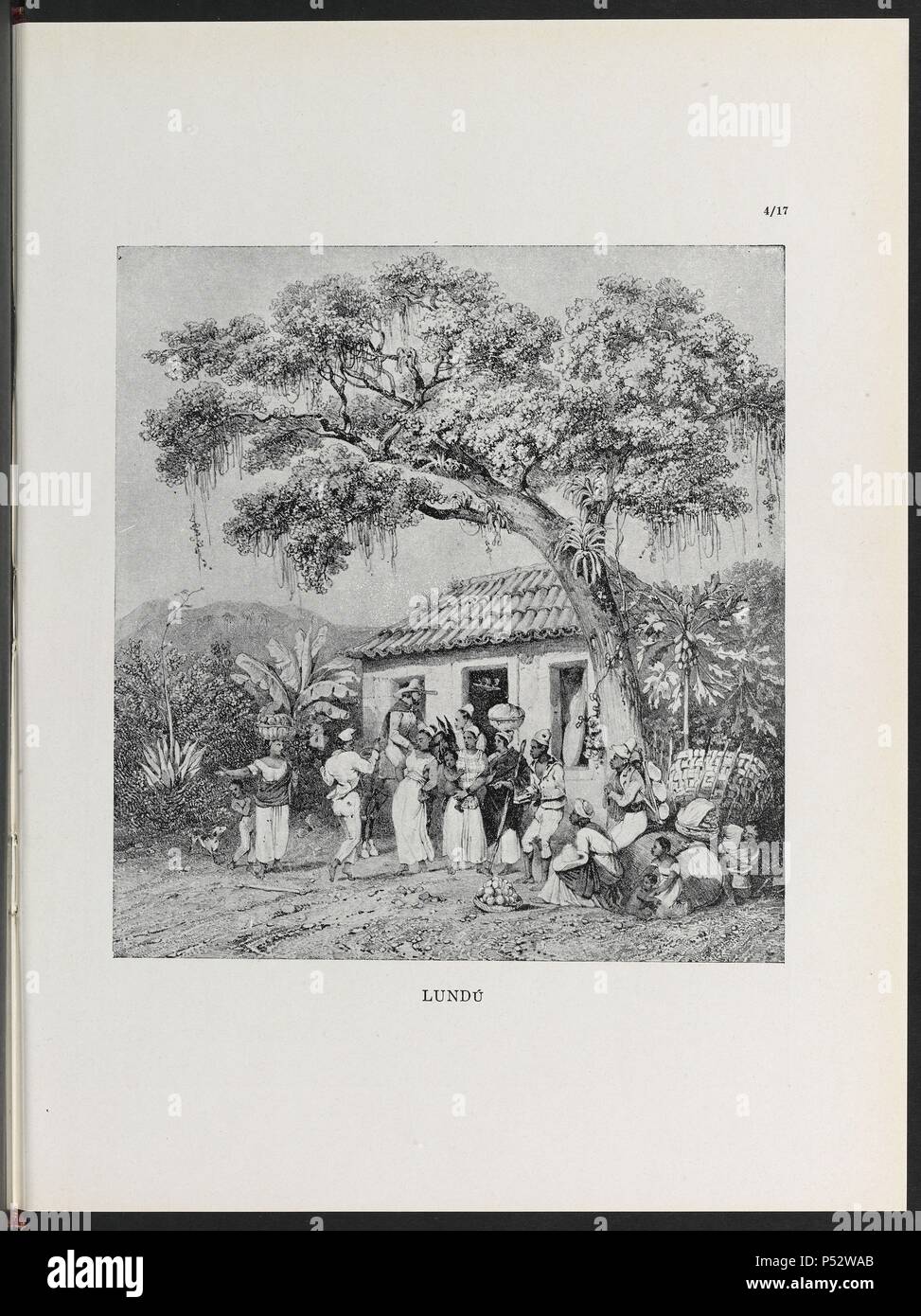 VIAGEM PINTORESCA ATRAVES DO BRASIL, lundu, lámina 96, 1835. Autor: Johann Moritz Rugendas (1802-1858). Foto de stock
