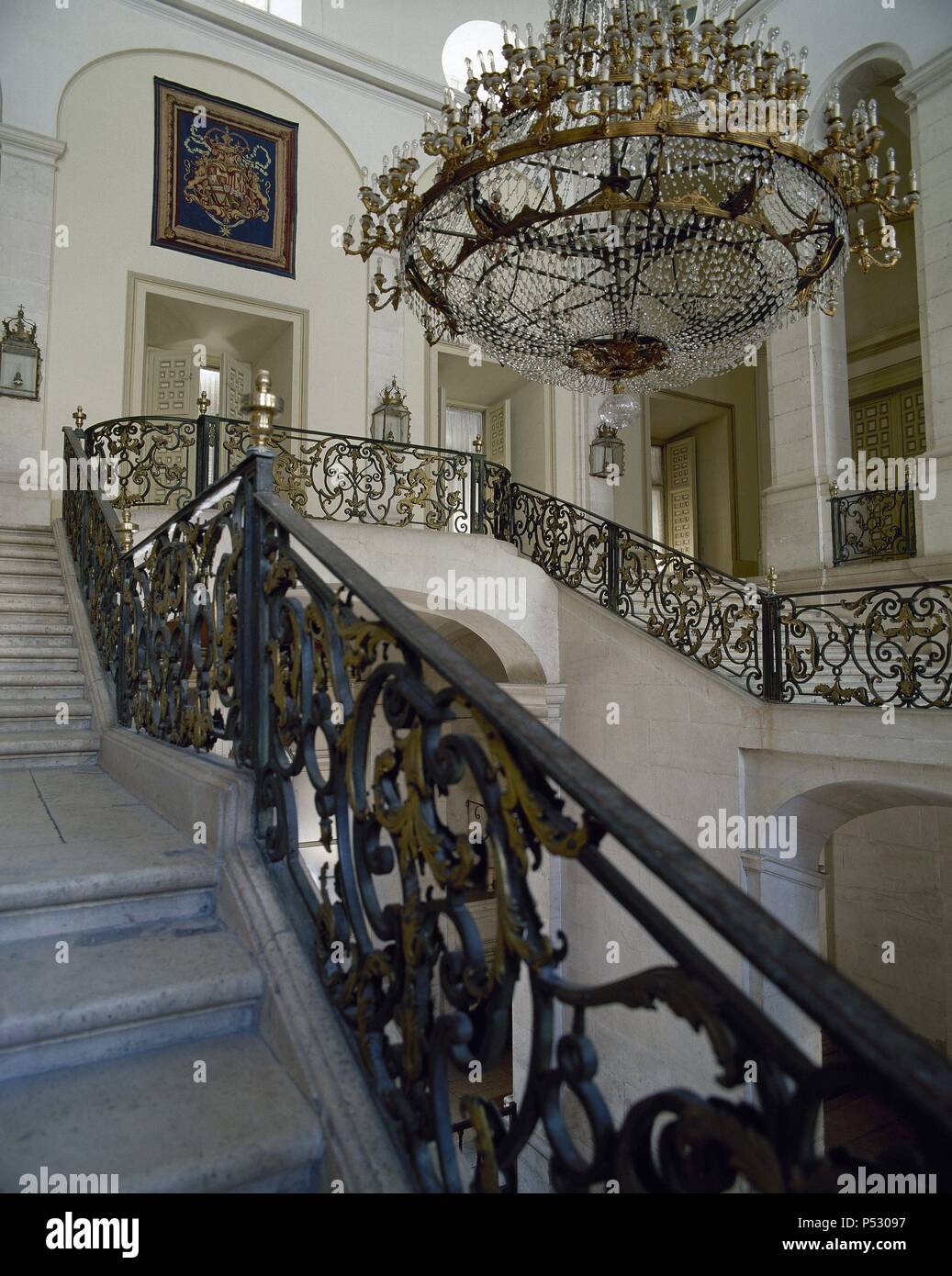 España. Aranjuez. Palacio Real de Aranjuez. Residencia del Rey de España. Escalera por Santiago Bonavia. Siglo XVIII. Foto de stock