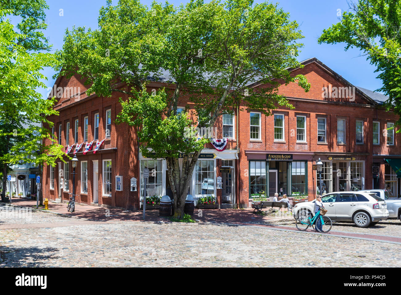 Calle principal de Nantucket, Massachusetts. Foto de stock