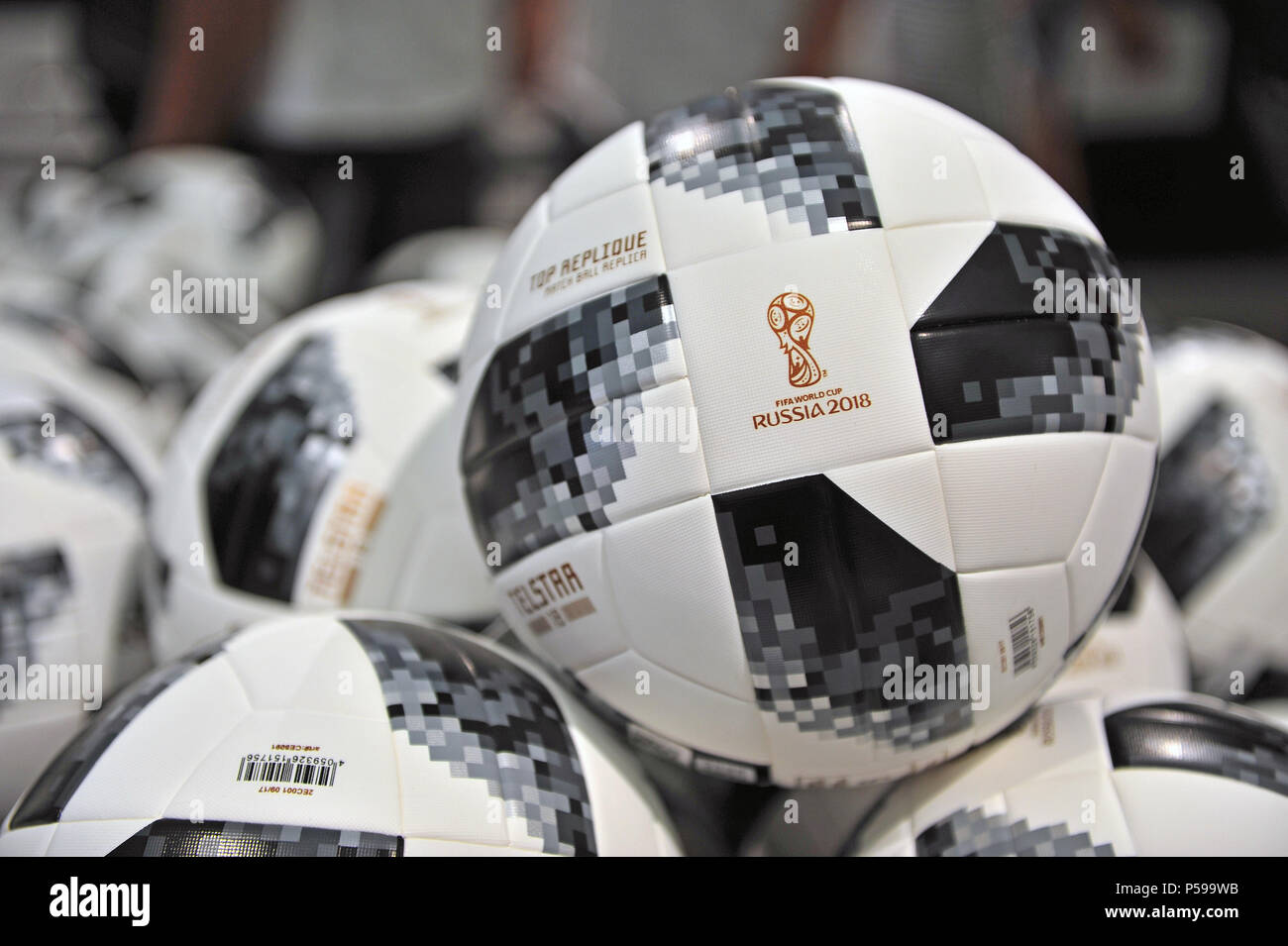 Moscú, Rusia - Junio 22: Telstar, oficial de la Copa Mundial de la Fifa Rusia 2018 bolas, Moscú, 22 de junio de 2018. Foto de stock
