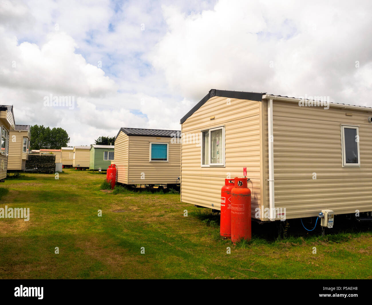 Caravan Park en la isla de Sheppey, Kent, Inglaterra Foto de stock