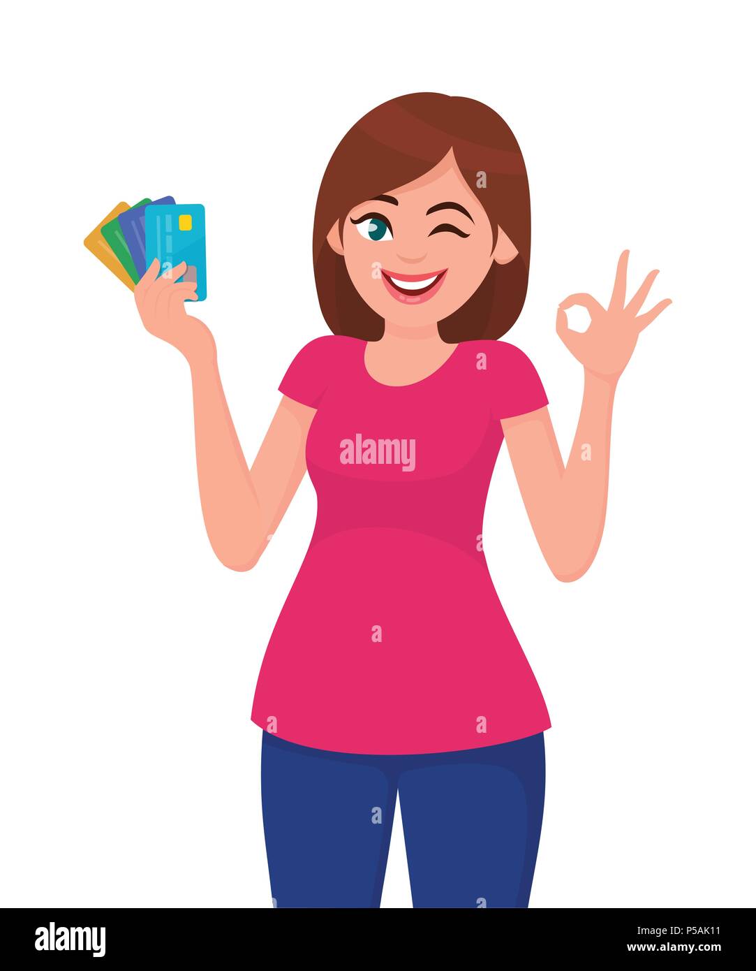 Pretty Woman mostrando varias tarjetas bancarias en la mano y gesticula