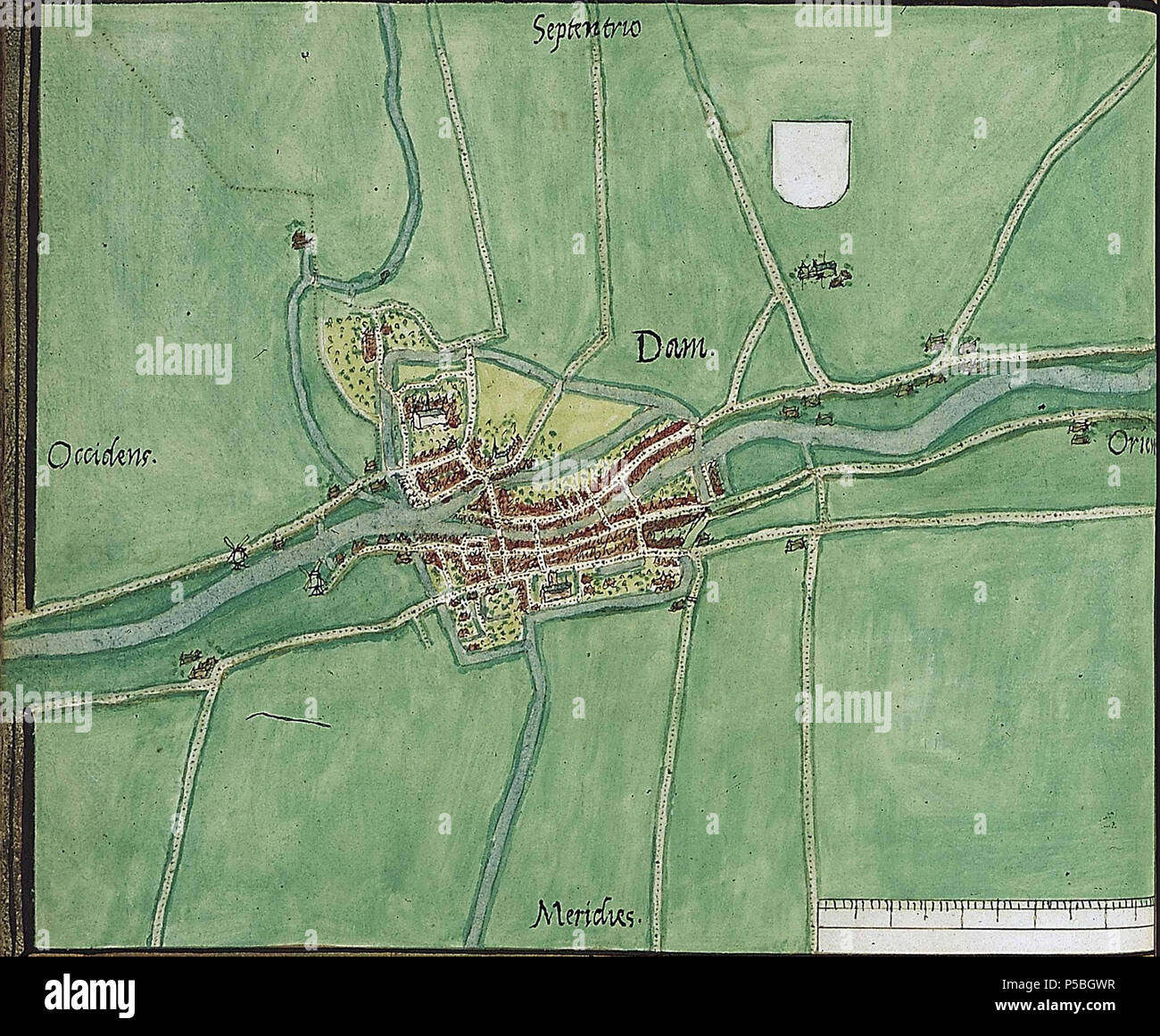 N/A. Nederlands: Kaart van Appingedam uit de atlas Planos de ciudades de los Países Bajos: Parte III . 1545. Jacob van Deventer 115 Appingedam 1545 Foto de stock