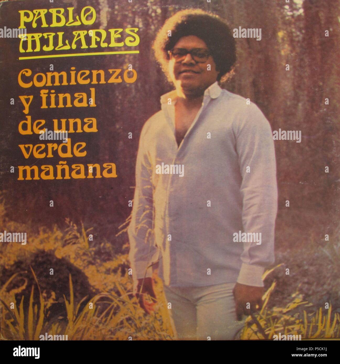 La portada del disco de Pablo Milanés 'Comienzo Y FINAL DE UNA MAÑANA VERDE" - 1984. Autor: Pablo Milanes. Foto de stock