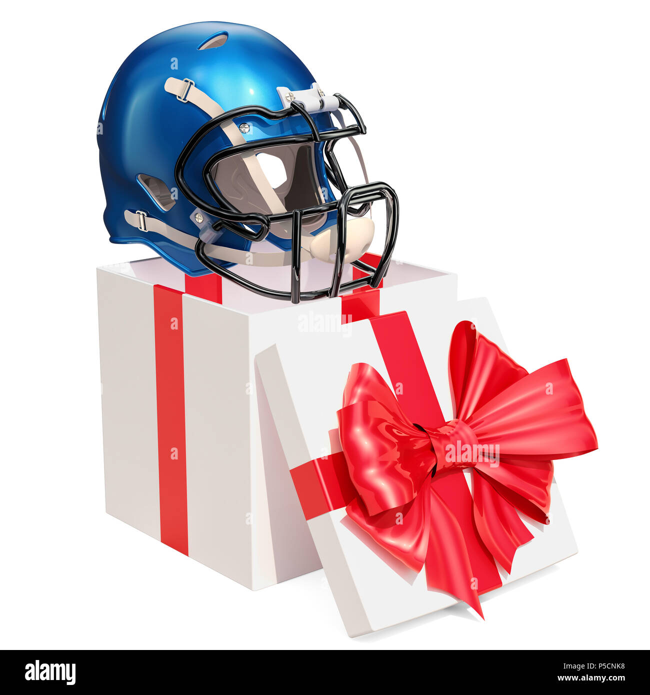 Concepto de regalo, casco de fútbol americano en caja de regalo. 3D  rendering Fotografía de stock - Alamy