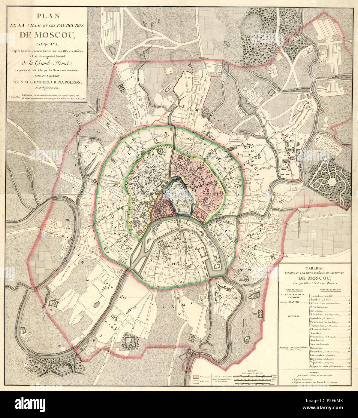 N A El Plan De La Ville Et Des Faubourgs De Moscou Indicuant D Apres Les Renseignemens Fournis Par Des Attaches Oficiales A L Etat General Principales Imperial De La Grande Armee Les Partes