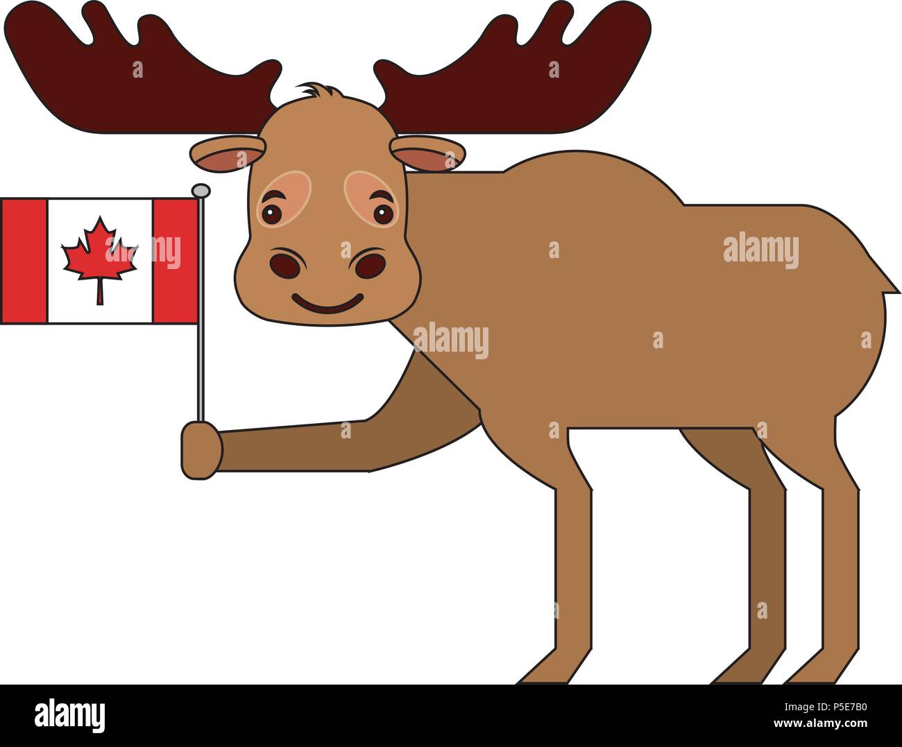 Cute moose celebración bandera canadiense ilustración vectorial Ilustración del Vector