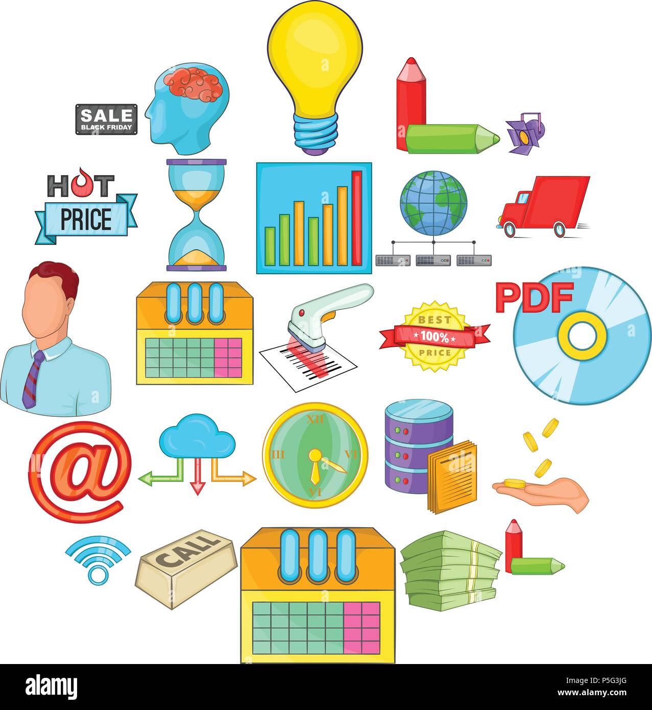 Iconos de ventas digitales, estilo de dibujos animados Imagen Vector de  stock - Alamy