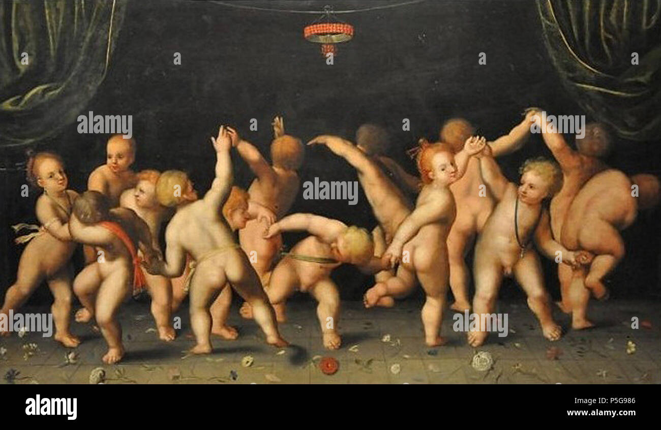 N/A. Français : Attribué à Cornelis van Cleve, Ronde d'enfants, Musée d'art et d'histoire de Coñac. El 14 de septiembre de 2015. Musée d'art et d'histoire de Coñac 380 Cornelis van Cleve Ronde d enfants Foto de stock