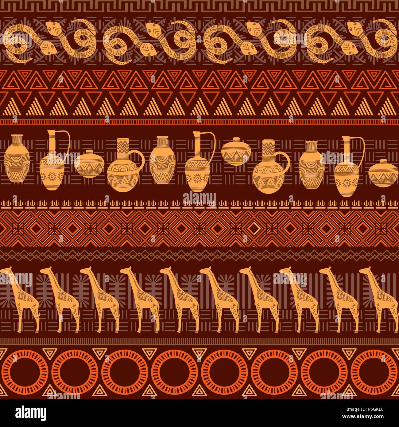 Étnico Tribal patrón sin fisuras. Ornamento geométrico abstracto con motivos  africanos. Ilustración vectorial. Perfecta para la impresión textil, papel  tapiz, telas de diseño, tejido, papel de embalaje y el diseño de tejidos