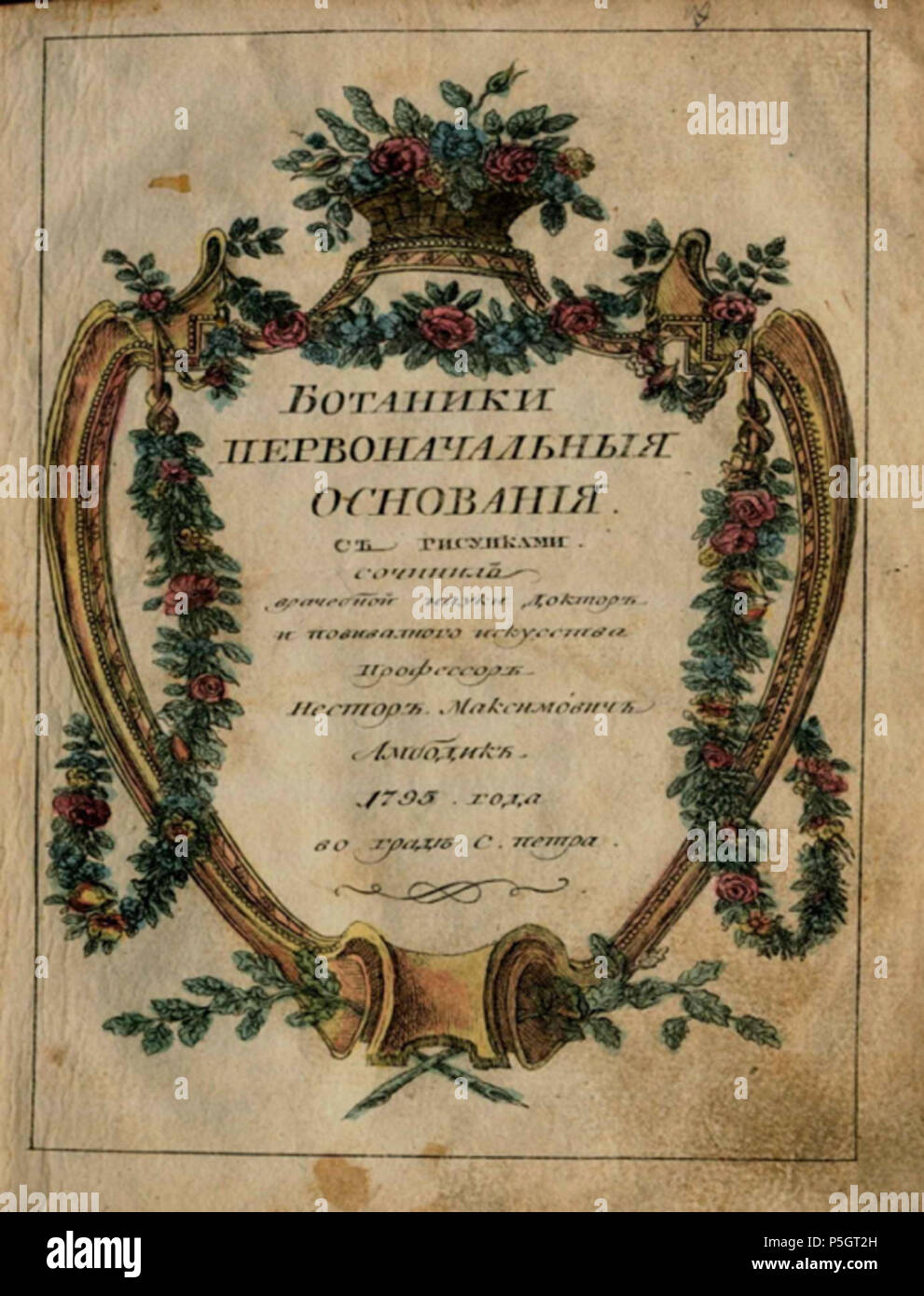 N/A. : "Botanisches Wörterbuch' . 1795. Nestor 92 Ambodyk botanika Ambodik-Maksimovich Foto de stock