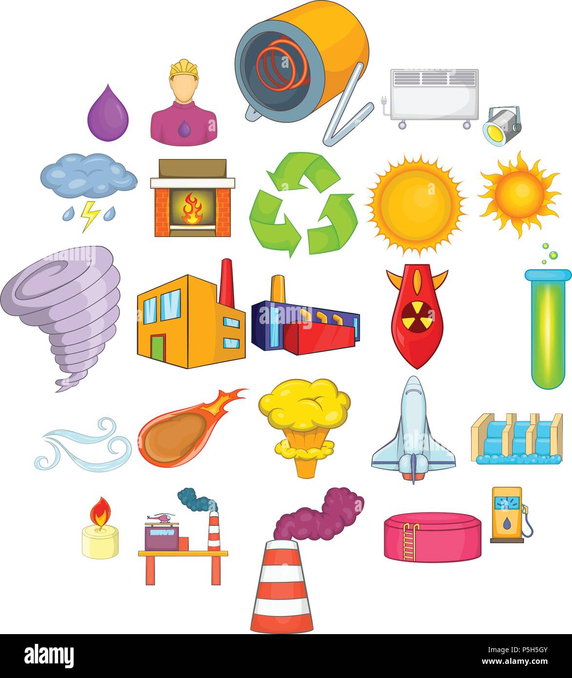 Las energías renovables, el conjunto de iconos de estilo de dibujos  animados Imagen Vector de stock - Alamy