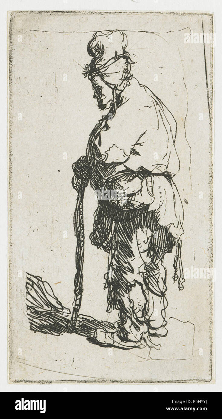 Mendigo recostado en un palo, mirando hacia la izquierda circa 1630. N/A 159 B163 Rembrandt Foto de stock