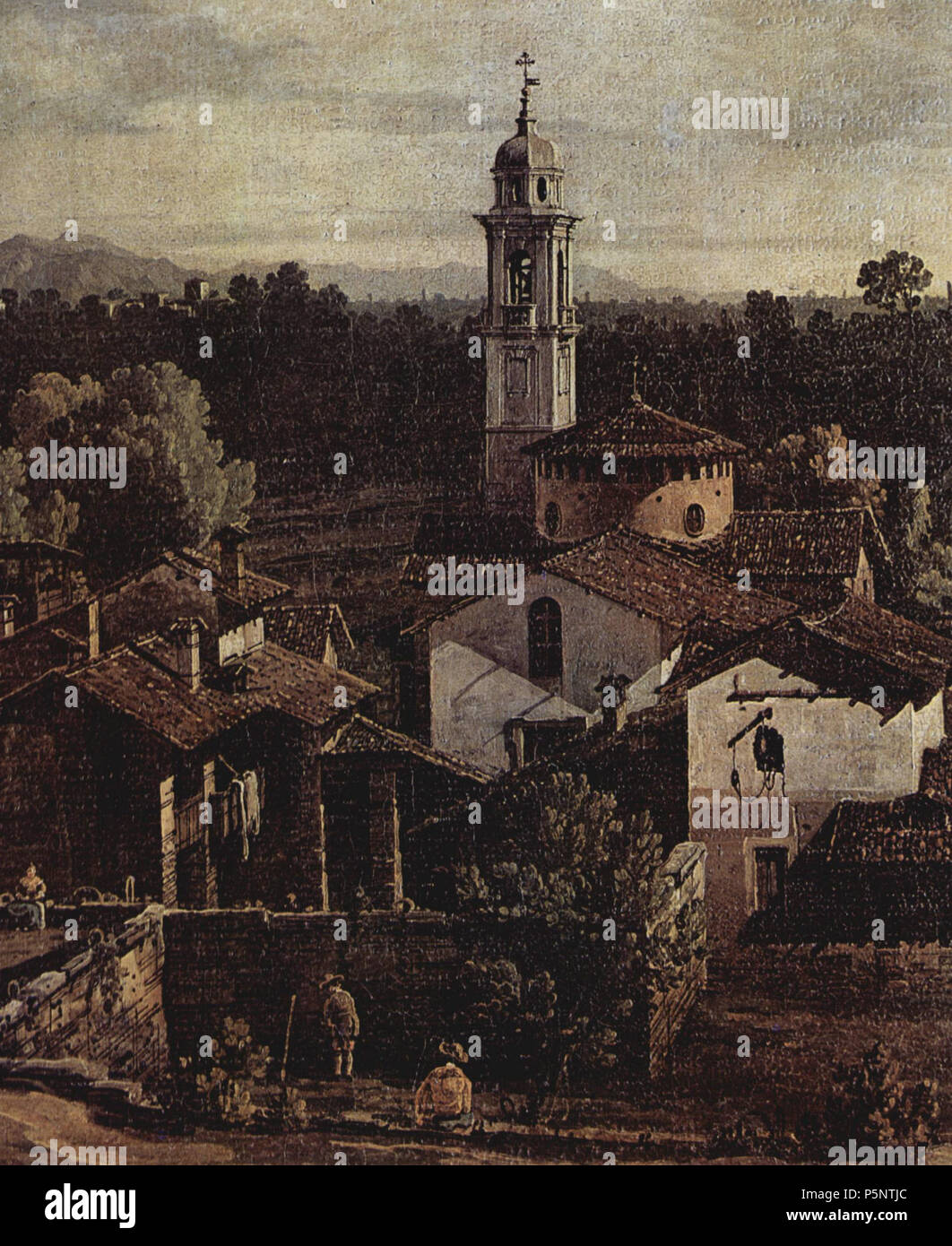 Deutsch: Das Dorf, Blick vom Süden Gazzada (Vedute von Gazzada) Detalle 1744. N/A 185 Canaletto (I) 049 Foto de stock