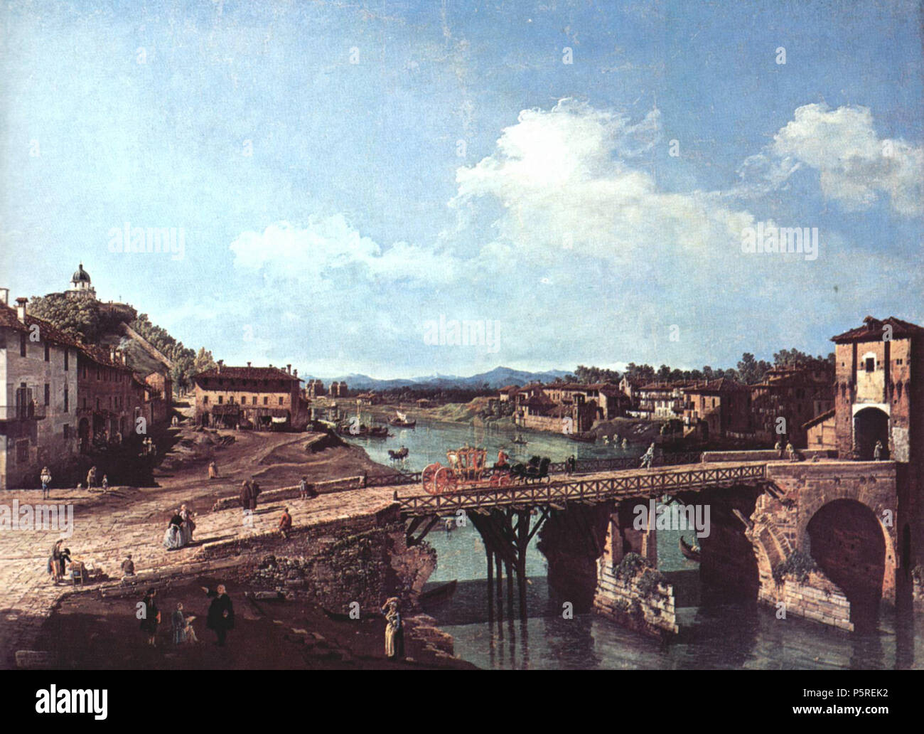 Alemán: Turín, Blick von Nordosten auf die Brücke antike über den Po 1745. N/A 266 Canaletto (I) 056 Foto de stock