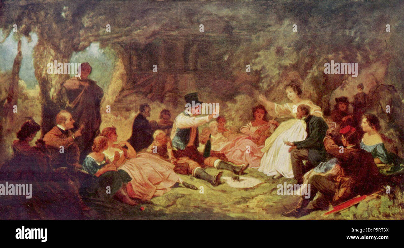 Deutsch: Das Picknick circa 1864. N/A 274 Carl Spitzweg 009 Foto de stock