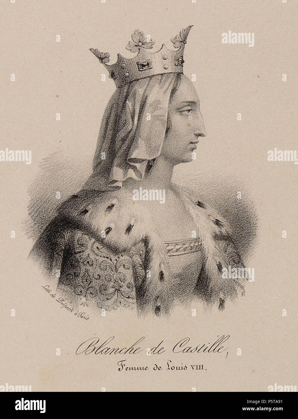 N/A. Inglés: Blanca de Castilla (1188-1252), esposa de Luis VIII de Francia . Siglo xix. N/A 434 Delpech - Blanca de Castilla Foto de stock