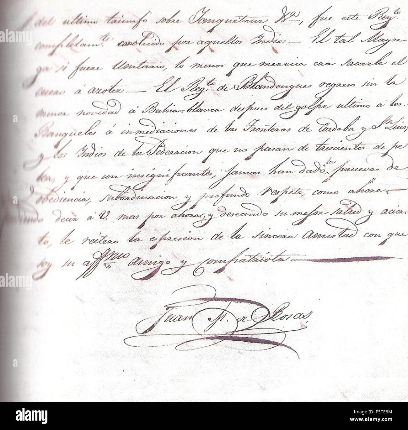 N/A. Español: carta manuscrita de Juan Manuel de Rosas . Siglo xix. Juan Manuel de Rosas (1793 - 1877) 278 Carta de Rosas Foto de stock