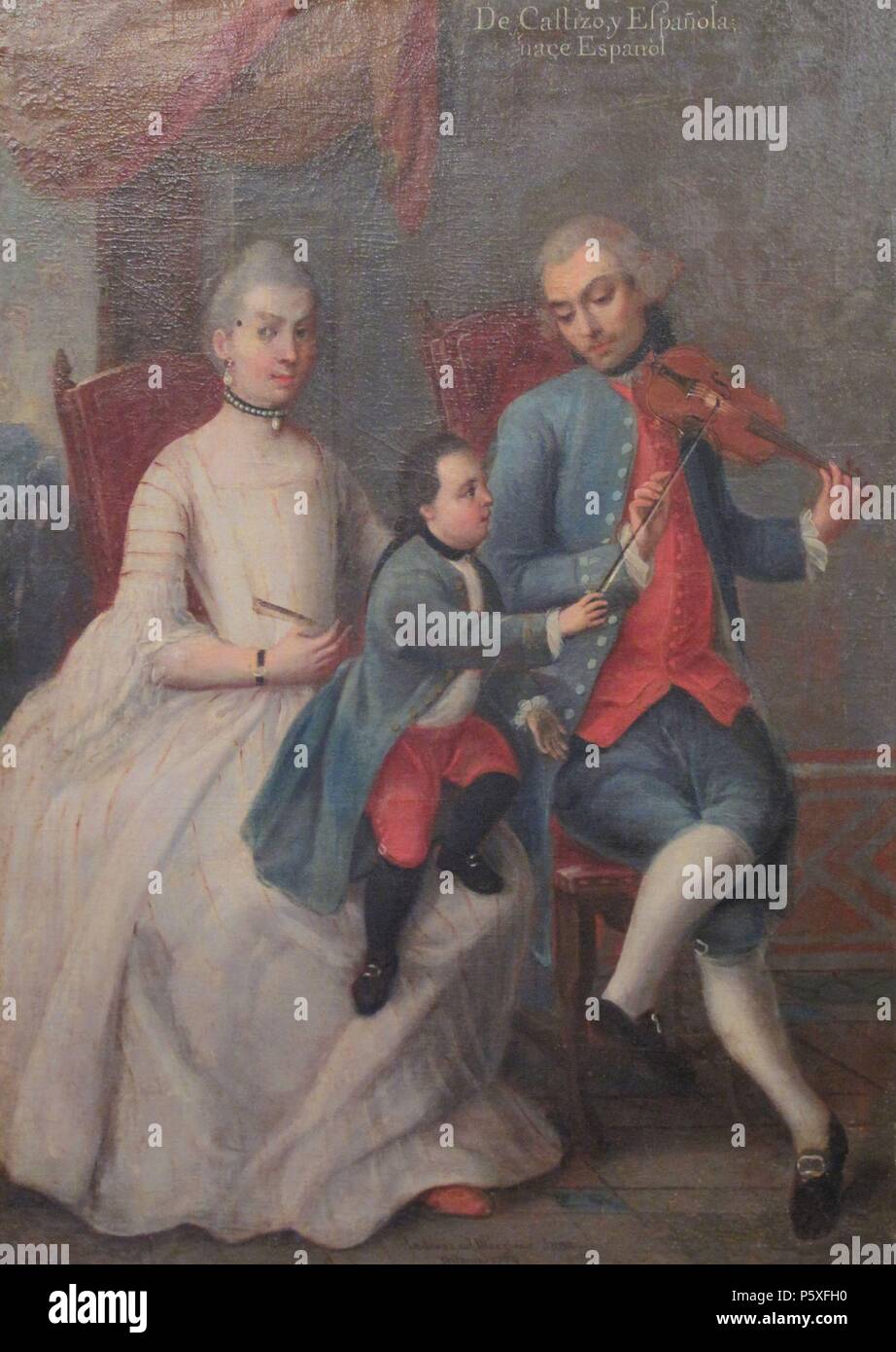 "Castaños. De castizo y española, español", 1774, óleo sobre lienzo, 75 x 54 cm. Autor: Andrés de Islas (fl. 1753-1775). Ubicación: MUSEO DE AMÉRICA-COLECCION, Madrid, España. Foto de stock