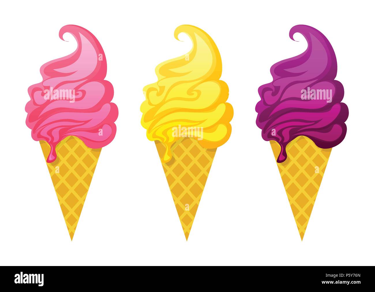 Conjunto de coloridas sabrosos helados aislado Ilustración del Vector