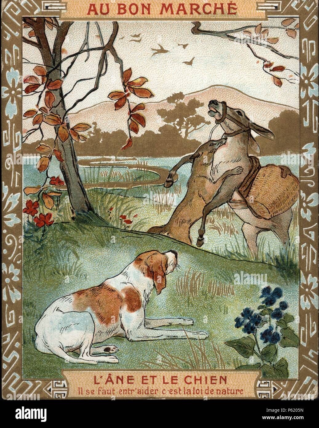 El asno y el perro. Cuento infantil. París, años 1910 Fotografía de stock -  Alamy