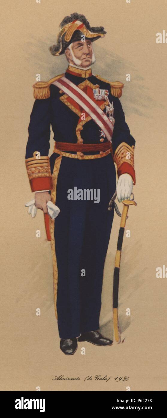 España. Uniformes de la Marina. Almirante vestido de gala en 1930  Fotografía de stock - Alamy