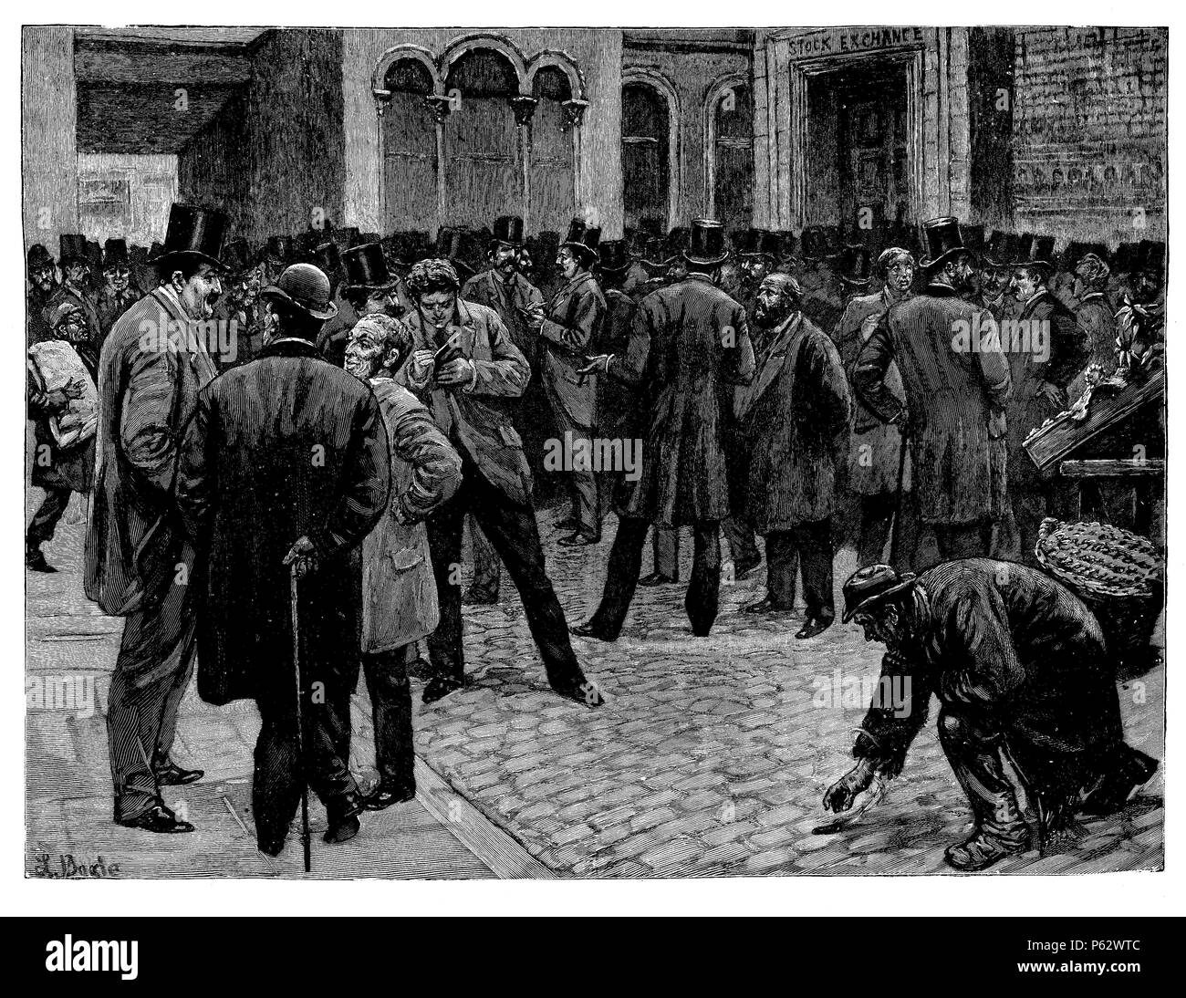 Inglaterra. Escena de la bolsa de Londres durante una sesión del mercado  americano. Grabado de 1892 Fotografía de stock - Alamy