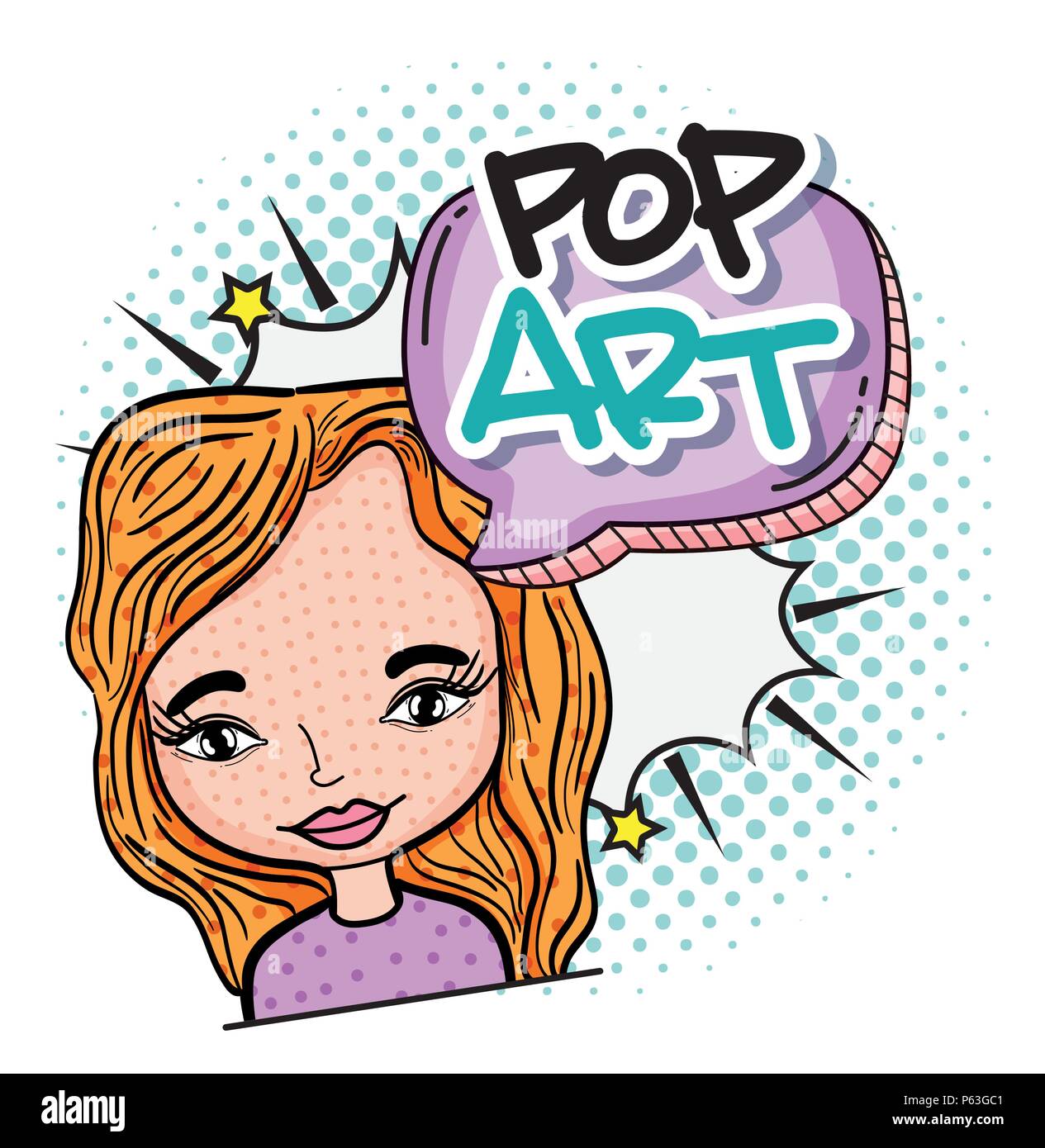 Linda chica cool pop art cartoon ilustración vectorial diseño gráfico  Imagen Vector de stock - Alamy