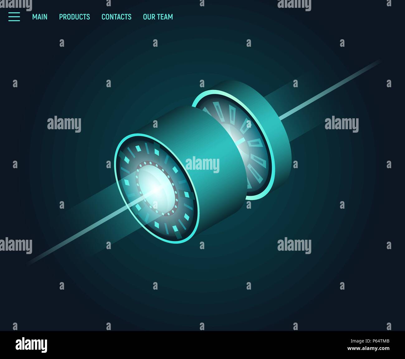 Ciencia y Tecnología isométrica banner Ilustración del Vector