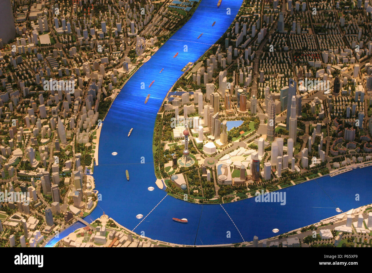 Maqueta de planificación urbana de Shanghai, China. Foto de stock