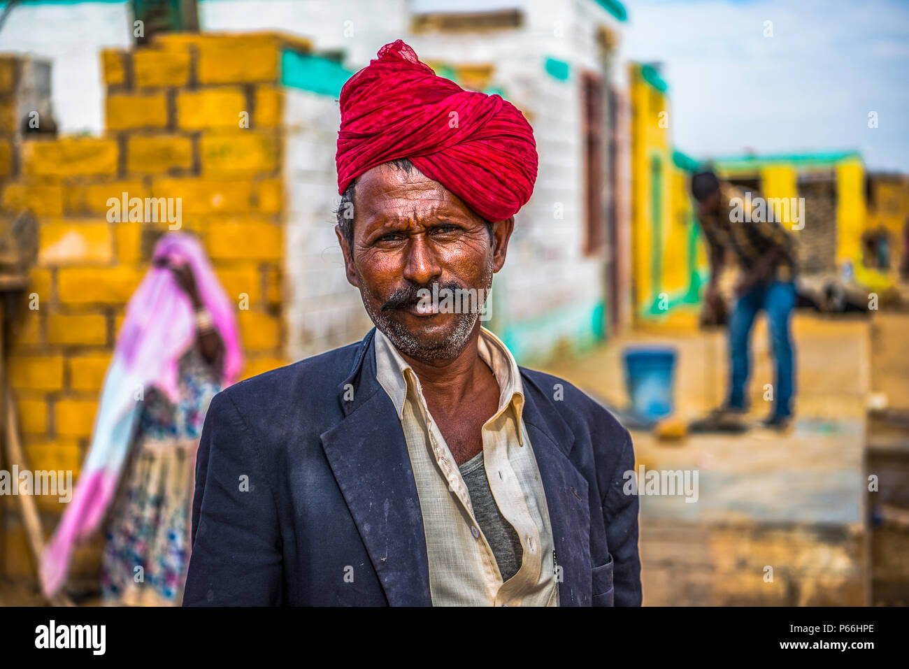 La India Rajasthan la vida de aldea en el desierto de Thar Foto de stock