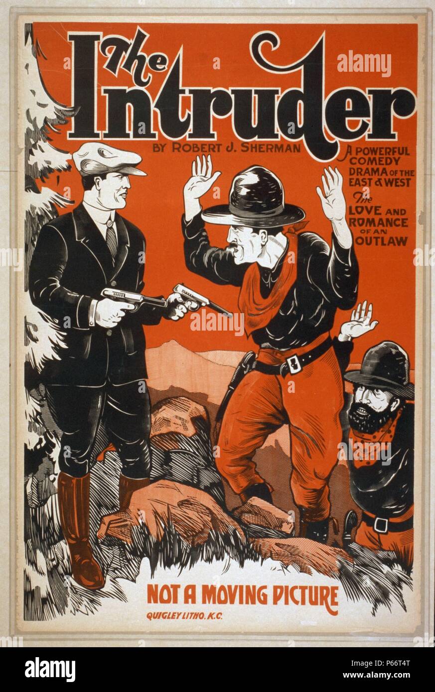 1910 El intruso un poderoso drama cómico del Este y Oeste (el amor y el romance de un proscrito), por Robert J. Sherman. Murió en 1939. Foto de stock