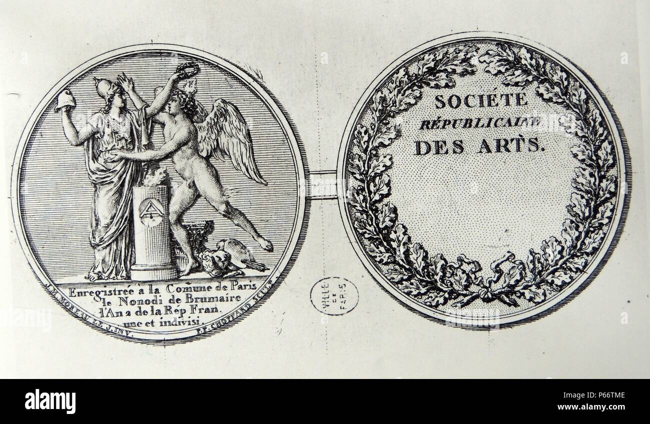 Sello de la sociedad republicana para las Artes, después de la Revolución Francesa de 1789 Foto de stock